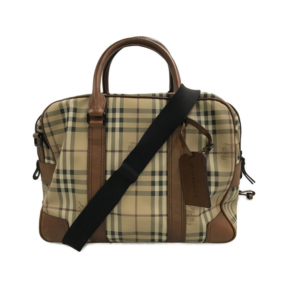 Burberry Haymarket Check Boston Bag Tan